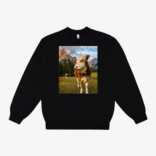 COW TAPESTRY PATCH SWEATSHIRT